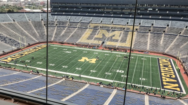 Michigan Stadium about two hours before kickoff against Iowa.